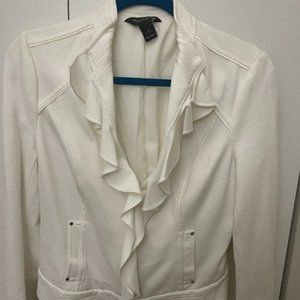 White House/Black Market Ruffled Fitted Blazer | White | Size 8 | NWOT